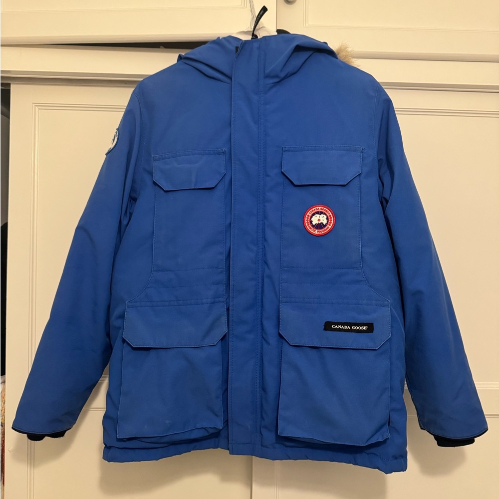 Canada Goose Boys PBI Expedition Down Jacket Parka with Fur Hood Size L 14/16
